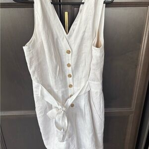 Loft White Sleeveless Button-Down Romper